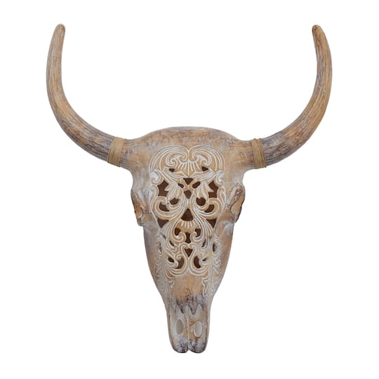 Brown Resin Bohemian Skull Wall Decor 23" x 20" x 5"